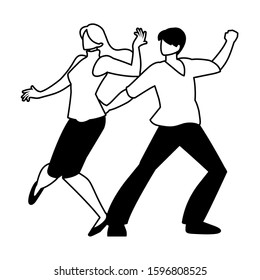 silhouette of couple in pose of dancing on white background vector illustration design