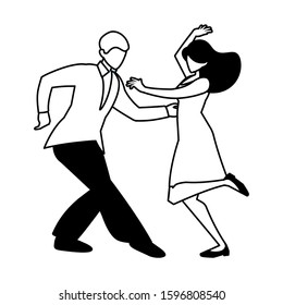 silhouette of couple in pose of dancing on white background vector illustration design