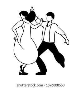 silhouette of couple in pose of dancing on white background vector illustration design