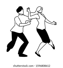 silhouette of couple in pose of dancing on white background vector illustration design