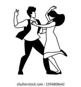 silhouette of couple in pose of dancing on white background vector illustration design