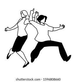 silhouette of couple in pose of dancing on white background vector illustration design