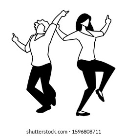 silhouette of couple in pose of dancing on white background vector illustration design
