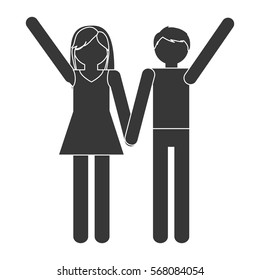 silhouette couple romantic love relation vector illustration eps 10