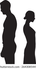  Silhouette of a couple standing apart