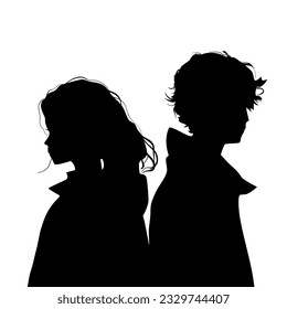 Silueta de una pareja de pie hacia atrás ilustración vectorial 