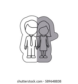 silhouette couple sticker icon, vector illustraction design