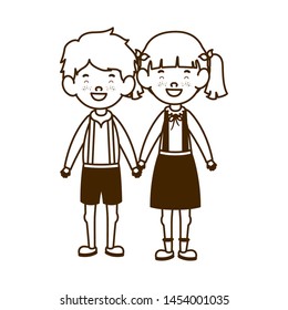 silhouette of couple of students standing on white background