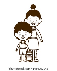 silhouette of couple of students standing on white background