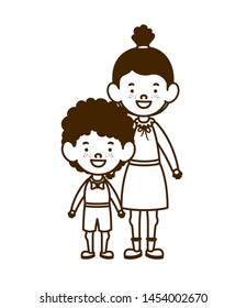 silhouette of couple of students standing on white background