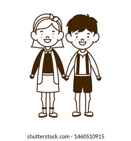 silhouette of couple of students standing on white background
