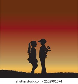 silhouette of a couple at sunset