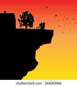 A Silhouette Couple at Sunset 