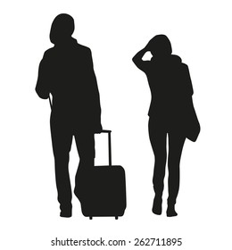 Silhouette of couple travelers