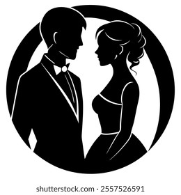 Silhouette of a couple vector illustration showing a romantic pose, perfect for designs related to love, weddings, or decor. Ideal for digital art, prints, and creative projects.