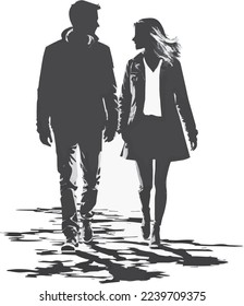 silhouette of a couple walking
