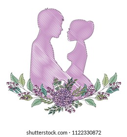 silhouette couple wedding flowers decoration