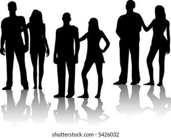silhouette of couples people