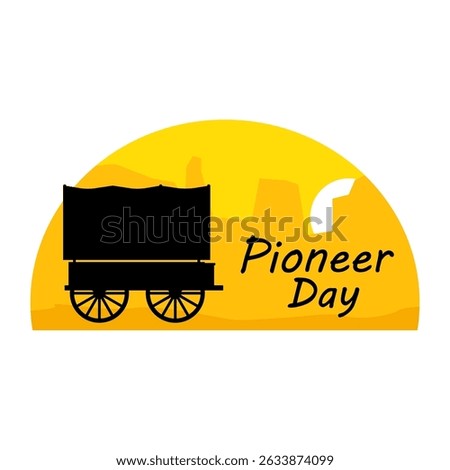 Silhouette of a covered wagon against the backdrop of mountains and sunset for Pioneer Day