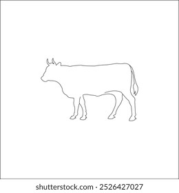 Silueta Un diseño de Vector de animales de vaca. Vista lateral perfilada de la carne. Elemento de menú delineado de carne minimalista, ilustración de alimentos, arte de vaca, carne abstracta. Ilustración vectorial