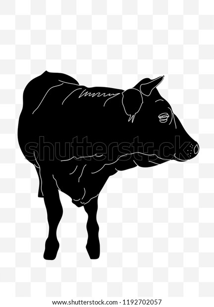 Silhouette Cow Black White Looking Left Stock Vector Royalty Free