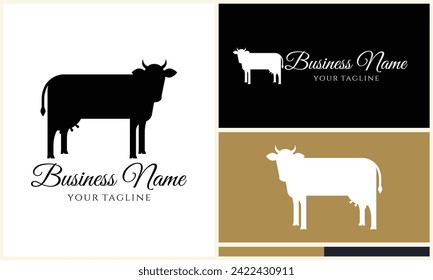 silhouette cow buffalo logo template