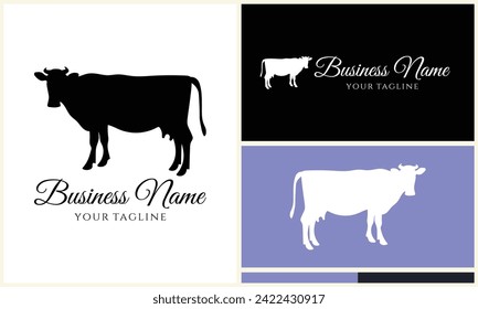 silhouette cow buffalo logo template