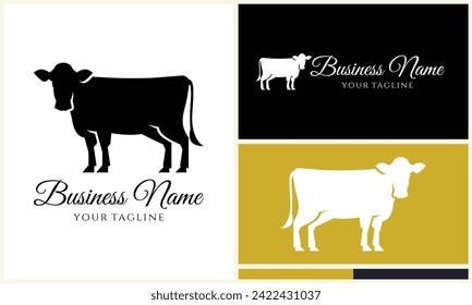 silhouette cow buffalo logo template