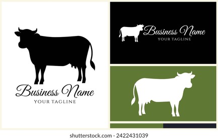 silhouette cow buffalo logo template
