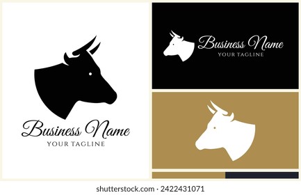 silhouette cow buffalo logo template