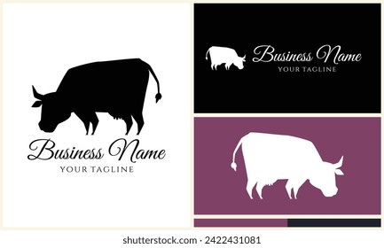 silhouette cow buffalo logo template