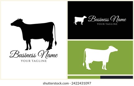 silhouette cow buffalo logo template