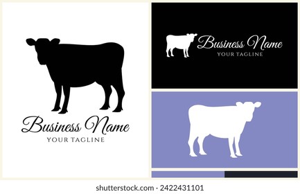 silhouette cow buffalo logo template