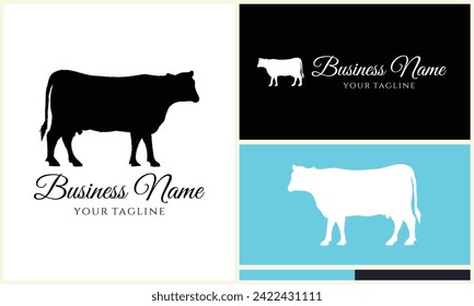 silhouette cow buffalo logo template