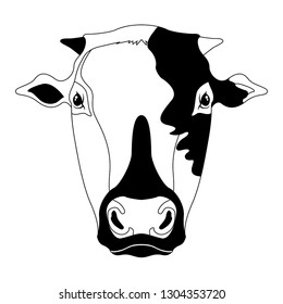 Silhouette of a cow head. Farm animal. Vector illustration design