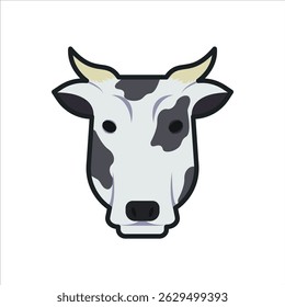 Silhouette of a cow head in minimal flat design. Great for farm-themed graphics, logos, and animal icons.