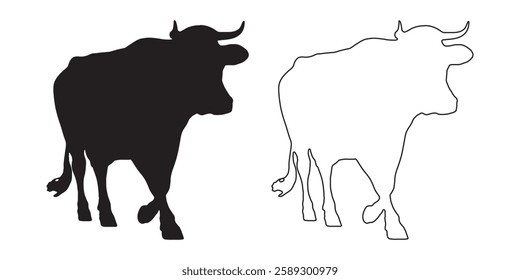 Silhouette of a Cow - High-Resolution Cow Vector Outline
