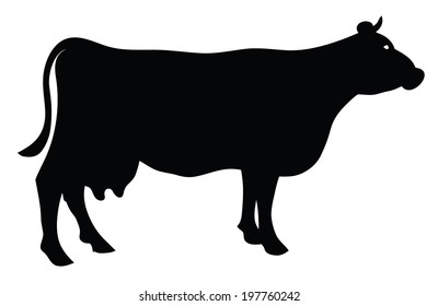 Silhouette of a Cow isolated on white