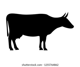 Silhouette Cow On White Background Vector Stock Vector (Royalty Free ...