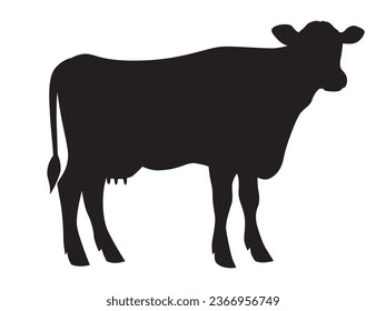 Silhouette of a cow, side view. Vector illustration isolated on white background