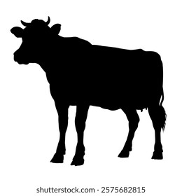 silhouette of a cow side view - vector illustration