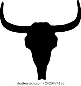Silhouette of a cow skull with horns. Vector element.