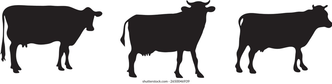 silhouette of a cow, vector cow silhouette design