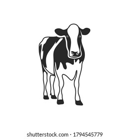 Silhouette cow vector illustration design simple with black and white colour