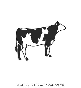 silhouette cow vector illustration design simple with black and white colour