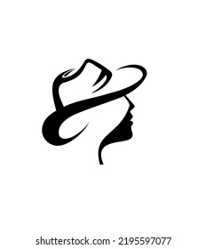 silhouette with cowboy hat, Logo Template