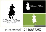 silhouette cowboy horseman logo template