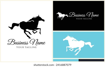 silhouette cowboy horseman logo template
