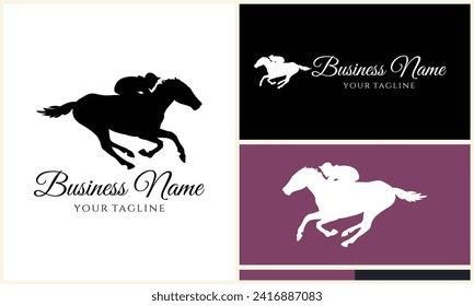 silhouette cowboy horseman logo template