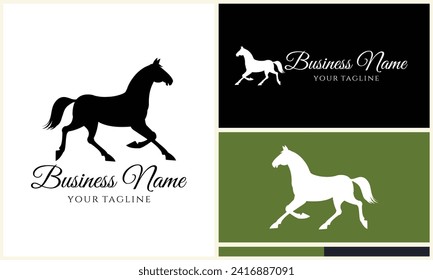 silhouette cowboy horseman logo template